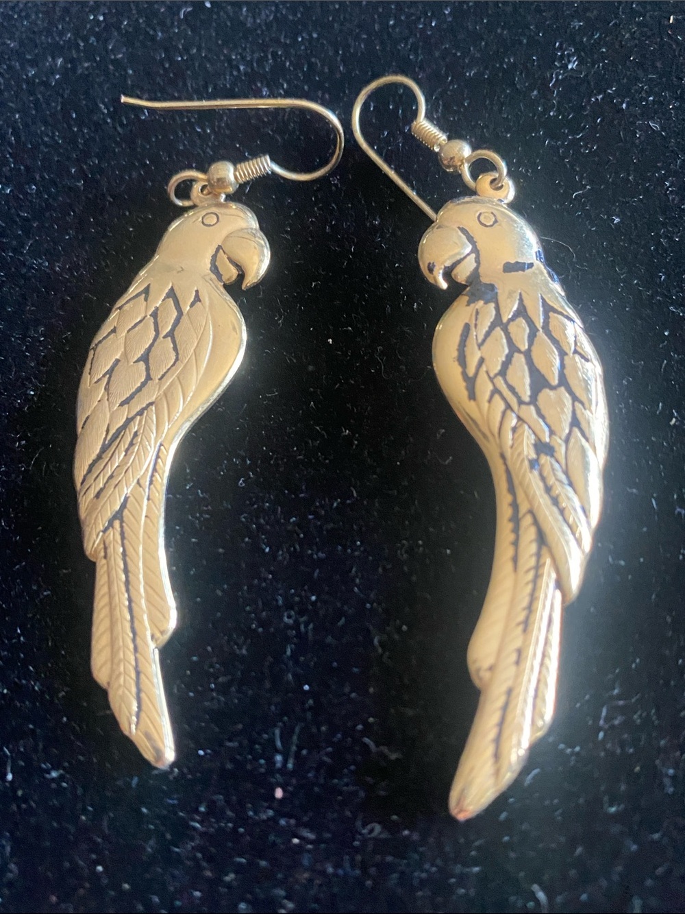 Gold Parrot Drop Earrings - Bird-Themed Jewelry